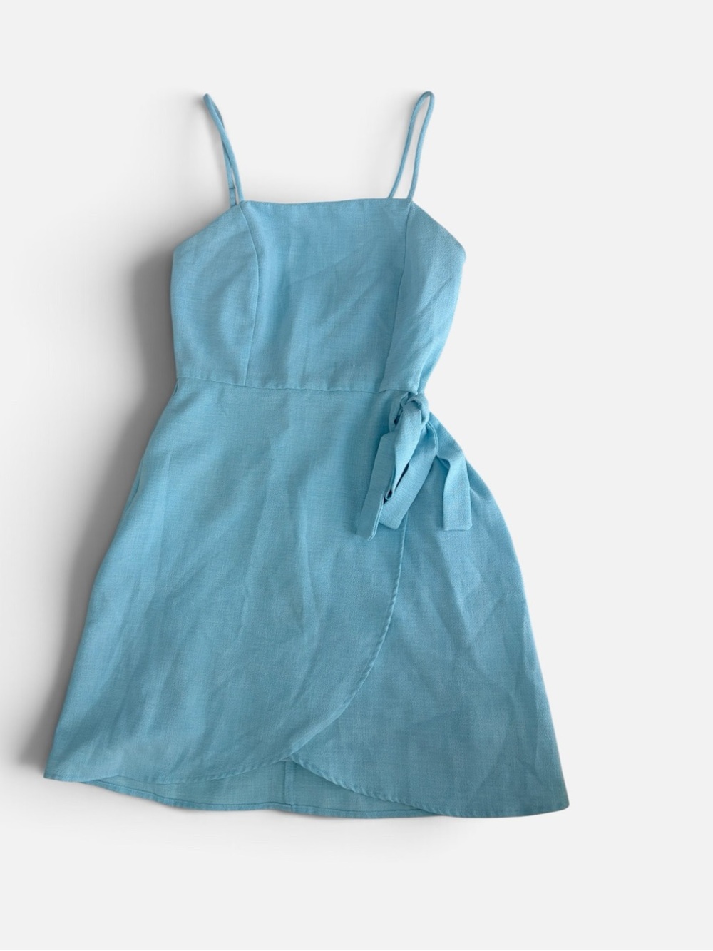 Altar'd State Light Blue Spaghetti-Strap Wrap Mini Dress